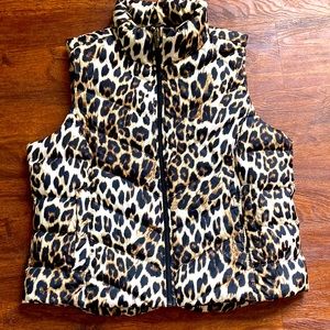 Puffer Vest Lands end size Large zip front animal print NWOT